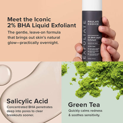 SKIN PERFECTING 8% AHA Gel Exfoliant & 2% BHA Liquid Duo - Facial Exfoliants for Blackheads, Enlarged Pores, Wrinkles, and Fine Lines W/Glycolic and Salicylic Acid