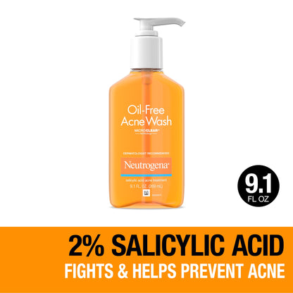 Oil-Free Salicylic Acid Acne Face Wash and Facial Cleanser, 9.1 Fl Oz